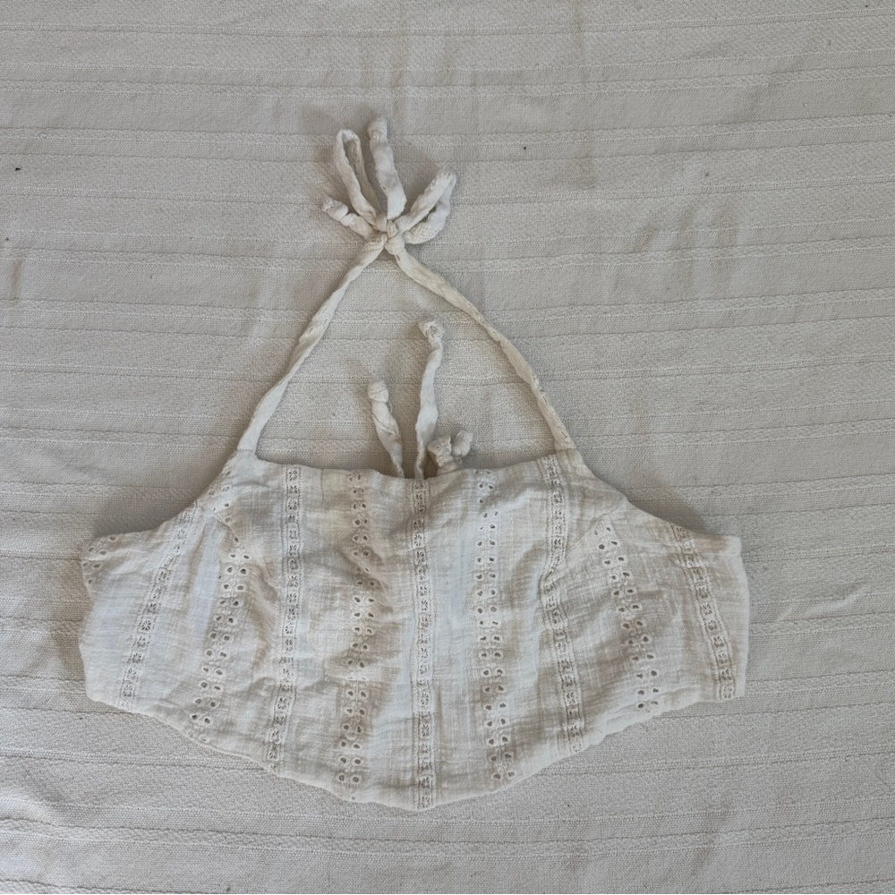 White Eyelet Halter Top